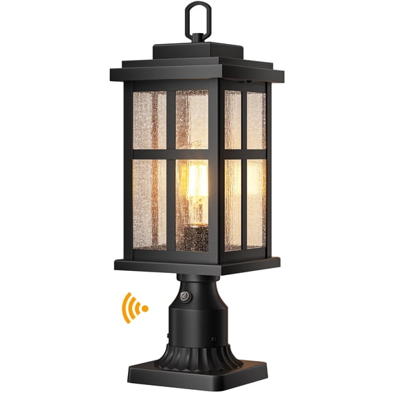 VIANIS Large Black Dusk to Dawn Outdoor Lamp Post Light, Hardwired Modern Outdoor Post Lights with Pier Mount Base, Waterproof Outside Pole Light for House