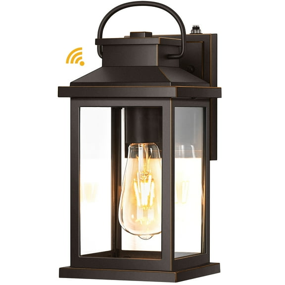 VIANIS Dusk to Dawn Outdoor Light Fixtures Wall Mount, Farmhouse Oil Rubbed Bronze Exterior Wall Sconce Lanterns Lighting for House, Waterproof Outside Front Door Light with Tempered Glass for Porch