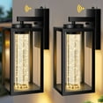thumbnail image 1 of VIANIS Large Exterior Lighting Fixtures, Black Outdoor Wall Sconce Lanterns for House, Modern Dawn to Dusk Outside Garage Lights Wall Mount for Porch Coach with 10W Columnar LED Crystal Bubble Glass, 1 of 10