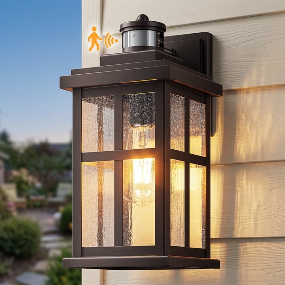VIANIS Large Motion Sensor Outdoor Porch Lights for House, Oil Rubbed Bronze Farmhouse Outdoor Garage Light Fixtures Wall Mount, Anti-Rust Waterproof Exterior Sconce Light for Coach, Patio