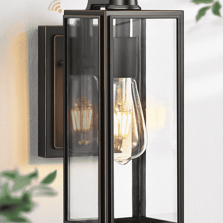 VIANIS Large Outdoor Wall Light Fixtures,Dusk to Dawn Outdoor Wall Lanterns,Anti-Rust Wall Mounted Lighting with Glass Shade, Black Wall Lamp with E26 Socket for Porch, 2 Pack