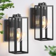 thumbnail image 1 of VIANIS 2 Pack Outdoor Wall Lanterns, Dusk to Dawn Outdoor Wall Light fixtures, Anti-Rust porch lights outdoor with Glass Shade, Black Wall Lamp with E26 Socket for Porch, 1 of 7