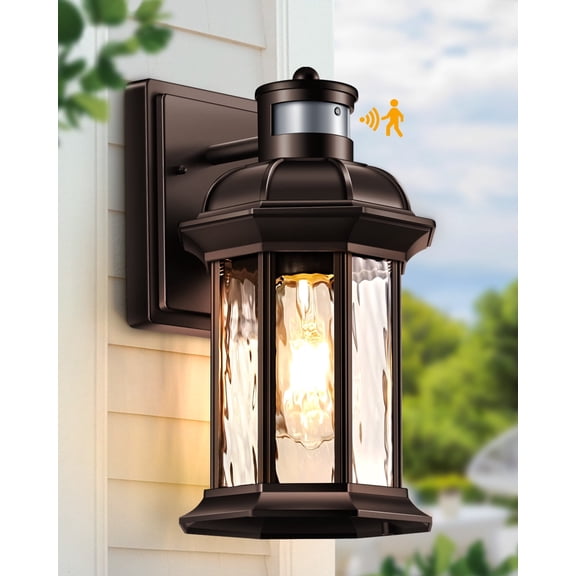 VIANIS Motion Sensor Outdoor Light Fixture, Oil Rubbed Bronze Front Porch Wall Mount Sconce, Modern Waterproof Exterior Lamp for House, ORB Outside Lantern for Garage