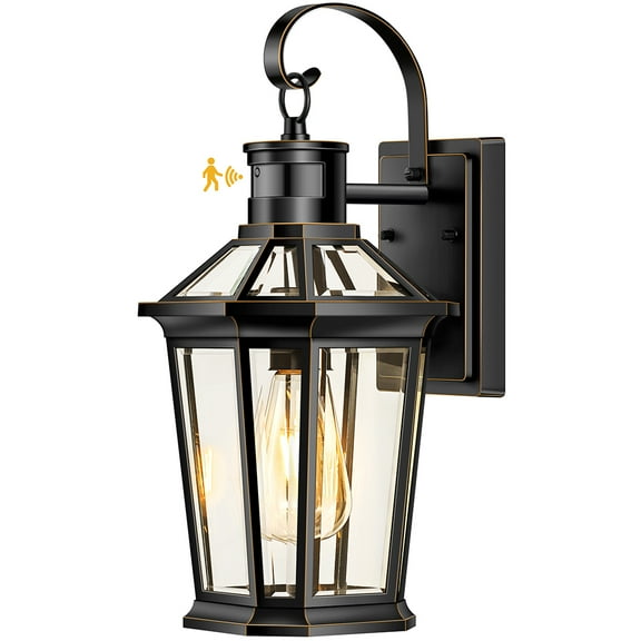 VIANIS Motion Sensor Outdoor Wall Lantern, Black Waterproof Dusk to Dawn LED Exterior Wall Sconce, Anti-Rust Aluminum Modern Outdoor Lights Fixtures Wall Mount for Porch, Entryway, Garage, Front Door