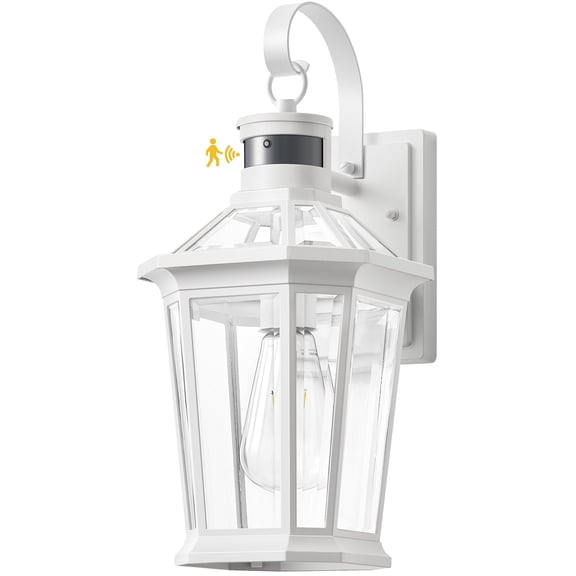 VIANIS Motion Sensor Outdoor Exterior Light Fixture, White Outdoor Porch Lights Wall Mount, Waterproof Dusk to Dawn Coach Lantern, Modern Outdoor Lights Fixtures for Garage, Front Door