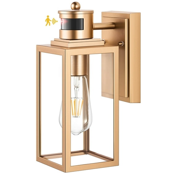 VIANIS Motion Sensor Outdoor Lights, Gold Exterior Lighting Fixtures for House, Modern Dusk to Dawn Outdoor Porch Lights Wall Mount Lantern, Anti-Rust Waterproof Outdoor Wall Sconces for Garage, Coac