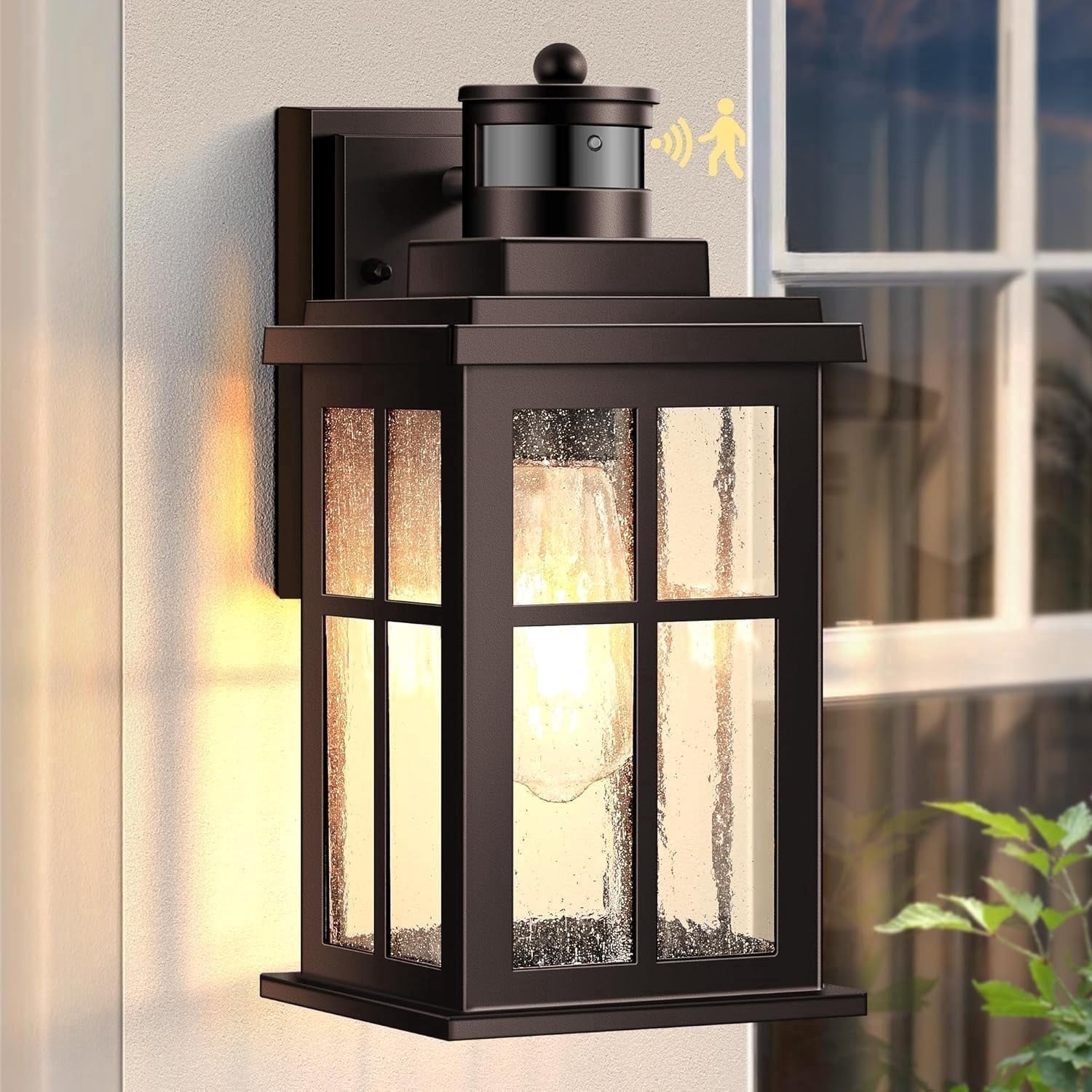 VIANIS Brown Motion Sensor Exterior Lighting Fixtures, Oil Rubbed Bronze Outdoor Garage Lights Wall Mount Sconce, Outdoor Wall Lantern for Garden, Patio, Front Door, Outside Porch Lights for House