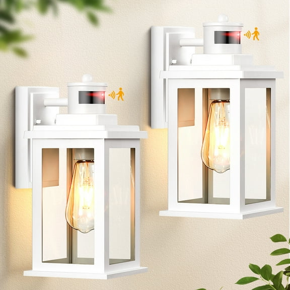 VIANIS Motion Sensor Porch Lights Outdoor, 2 Packs Outdoor Wall Lights Wall Mount, White Dusk to Dawn Outdoor Sconce Lights, Waterproof Exterior Light Fixture for House, Garden, Patio, Entryway