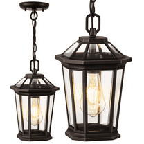 VIANIS Oil Rubbed Bronze Pendant Light Fixtures, Modern ORB Outdoor Chandelier with Clear Tempered Glass, Aluminum Ceiling Lights for Porch, Hanging Lights with Waterproof