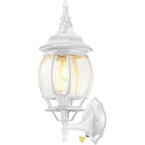 VIANIS Dawn to Dusk Outdoor Light Fixture, White Exterior Wall Light Lantern for Coach, Outside Porch Lights for House, 100% Aluminum Waterproof Outdoor Sconces Wall Lighting Garage Lights Wall Mount