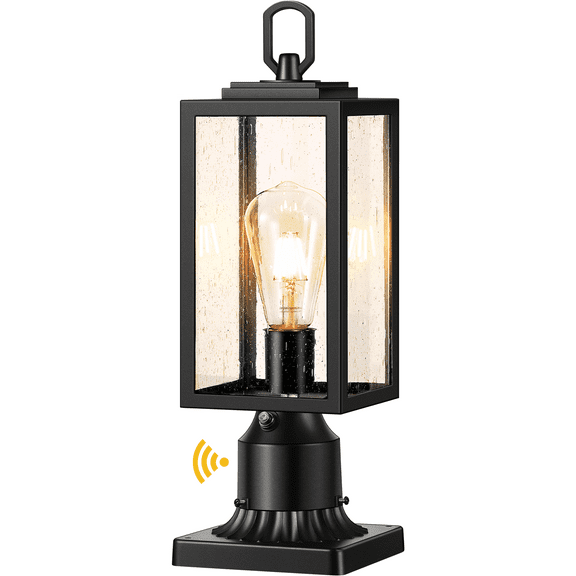 VIANIS Outdoor Lamp Post Light Hardwired 120V, Dusk Dawn Driveway Lamppost Light Fixture 3-inch Pier Mount Base, 100% Aluminum Waterproof Black Exterior Light Post Lantern Lamp for Garden, Yard