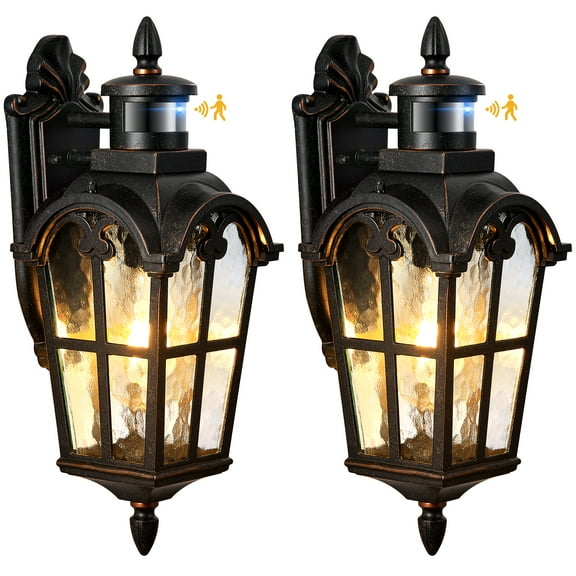 VIANIS Outdoor Motion Sensor Light, 2 Pack Oil Rubbed Bronze Porch Lights Outdoor Lantern, Dusk to Dawn Outside Light Fixtures Wall Mount, Aluminum Exterior Lighting Fixtures for House, Garden, Patio