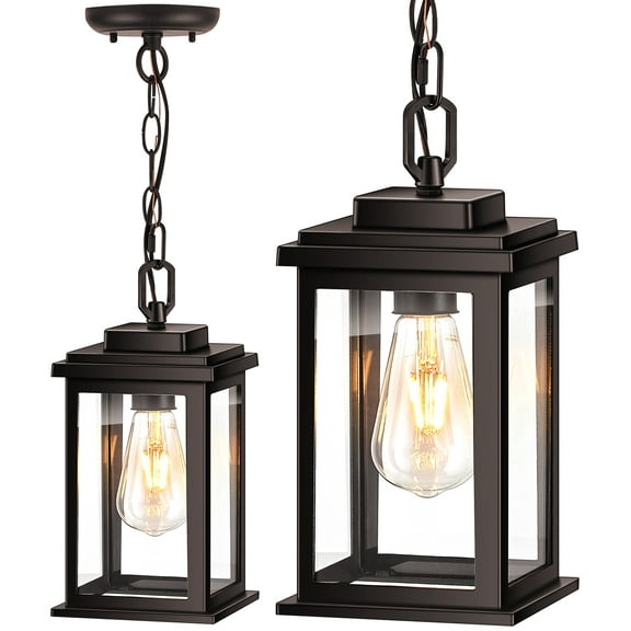 VIANIS Outdoor Pendant Lights, Hanging Porch Light, Bronze Outdoor Hanging Lights with Tempered Glass, Outdoor Pendant Lights for Porch, Garage, Entryway, Doorway, Anti-Rust, Aluminum