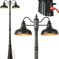 thumbnail image 1 of VIANIS Outdoor Post Light with Outlet 2-Head, Waterproof Ooutdoor Light Post Lamp, Anti-Rust Black Dusk to Dawn Light Posts for Outside for Garden, House, Doorway, Weather Resistant, Farmhouse Style, 1 of 9