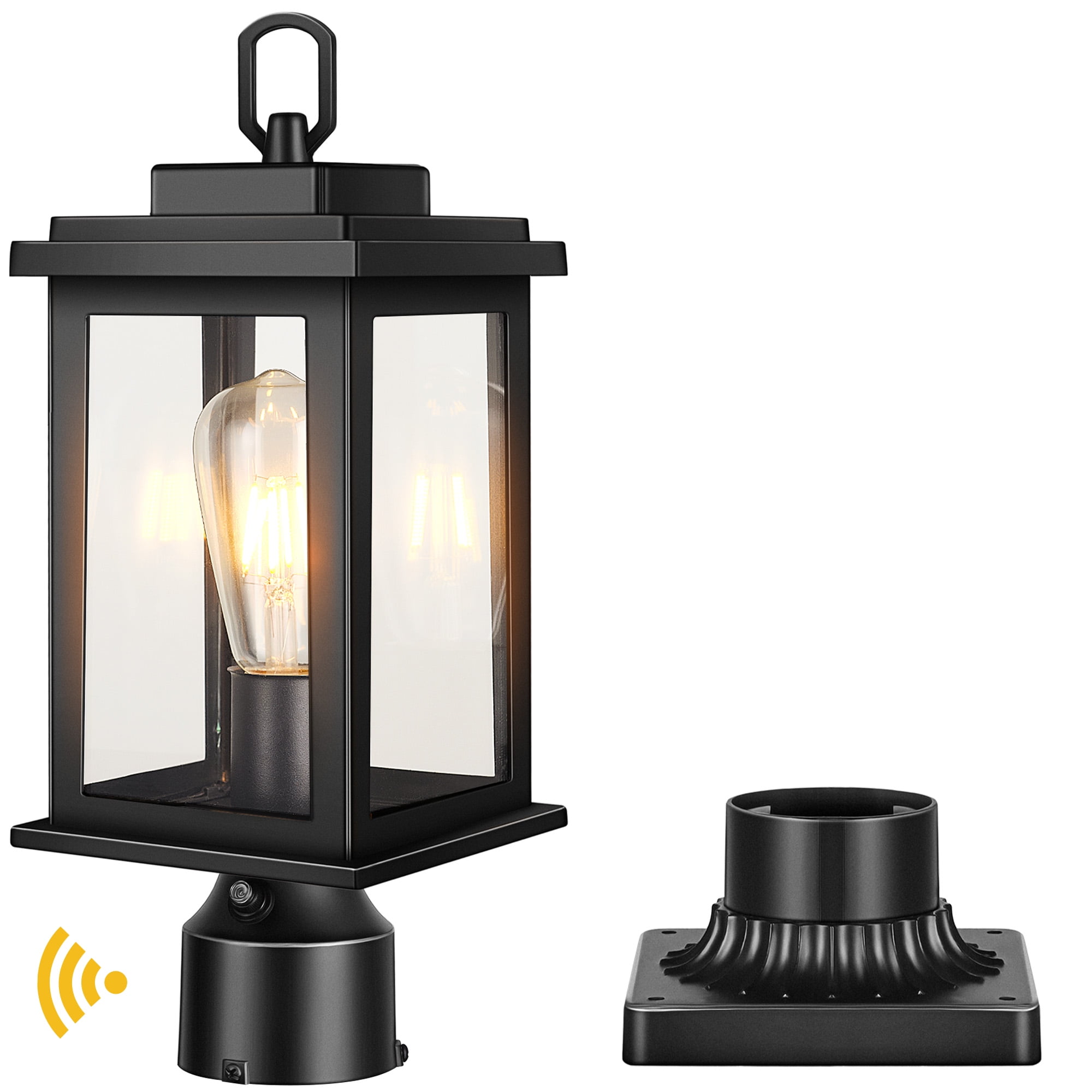 VIANIS Outdoor Post Lights, Black Post Lights Outdoor Dusk to Dawn, Pole Lights Outdoor with Tempered Glass, Outside Post Lights for Driveway, Entryway, Anti-Rust, Aluminum (Hardwired,Non-Solar)