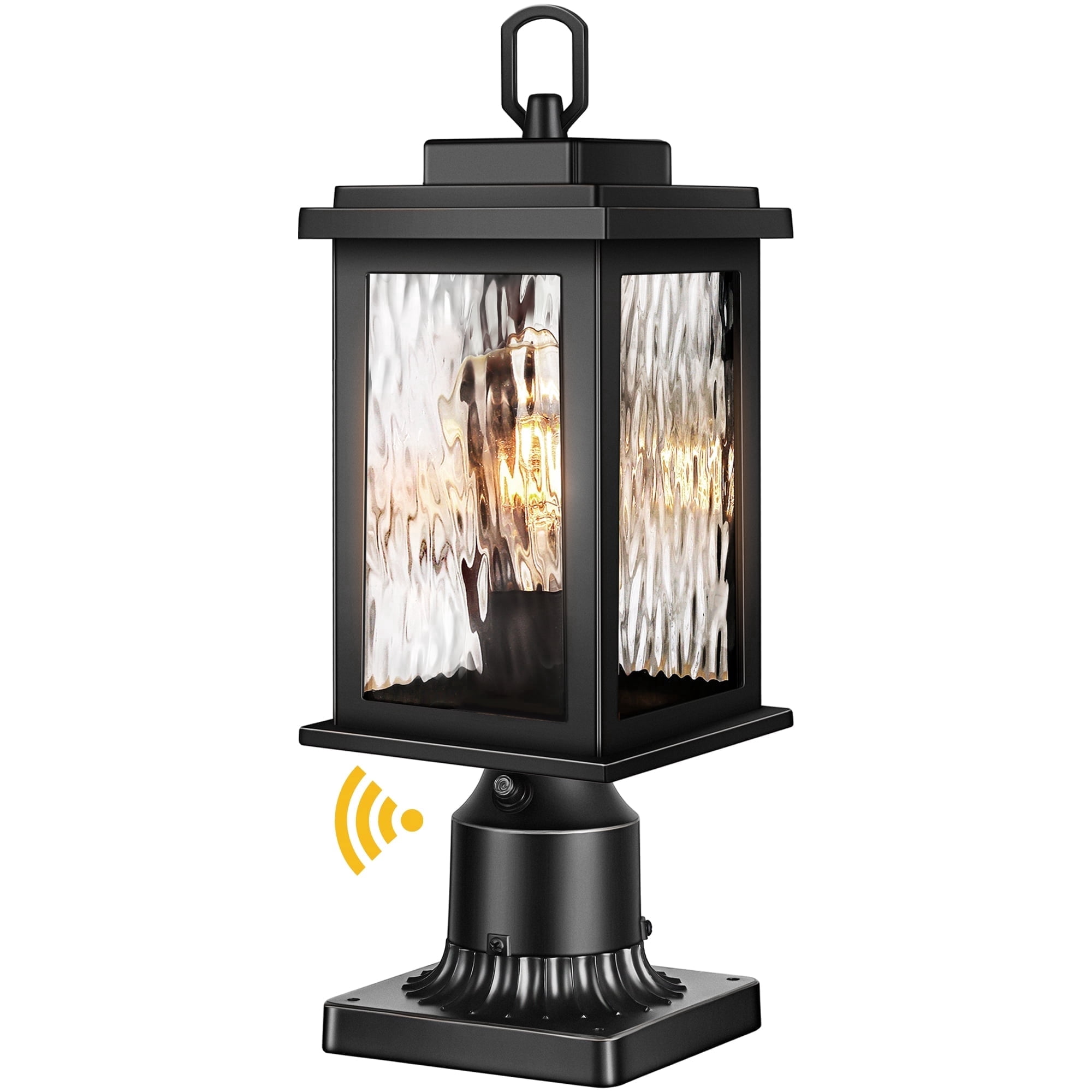 VIANIS Outdoor Post Lights, Dusk to Dawn Post Lights Outdoor,Black Post Lantern with Pier Mount Base, Waterproof Aluminum Body with Water Glass for Patio, Garden, Driveway