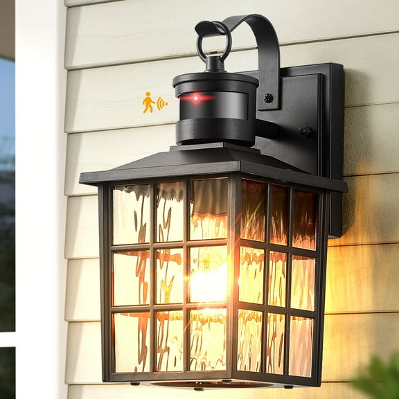 VIANIS Outdoor Wall Lantern with Motion Sensor, Dusk to Dawn Exterior Light Fixtures Wall Mount, LED Outdoor Porch Light, Anti-Rust 100% Aluminum Modern Black Outdoor Wall Sconce for Garage, Entryway
