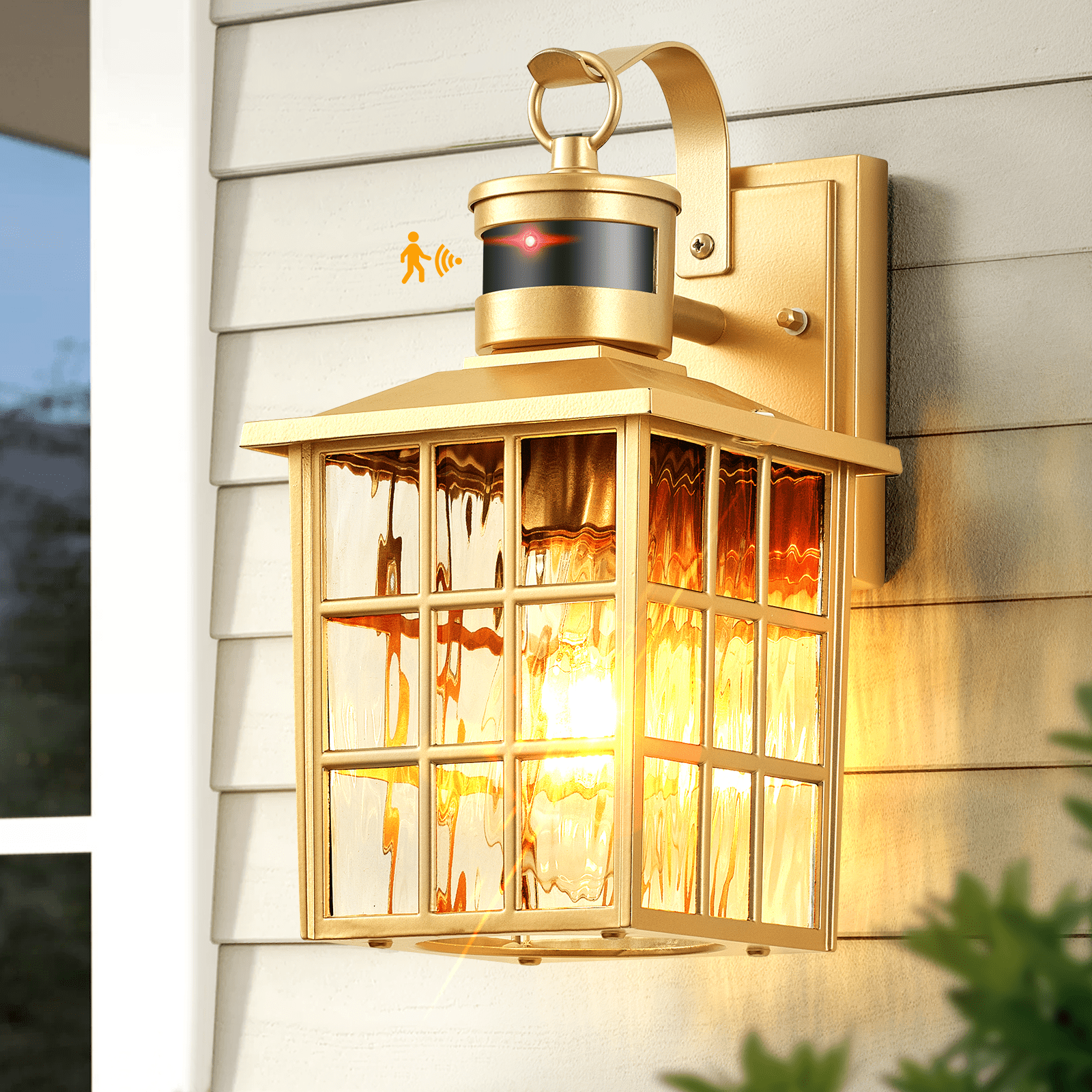VIANIS Porch Lights Outdoor, Gold Outdoor Garage Lights Wall Mount, Modern Outside Motion Sensor Lights for House, Exterior Lantern Lights Fixtures, Outdoor Lamps LED Wall Sconce Lighting