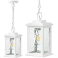 thumbnail image 1 of VIANIS White Outdoor Pendant Light, Farmhouse Hanging Light Fixtures Ceiling Mount Porch Light, Anti-Rust Aluminum Frame with Temperate Ripple Glass, Hanging Lights for Outside Patio for Gazebo, 1 of 7