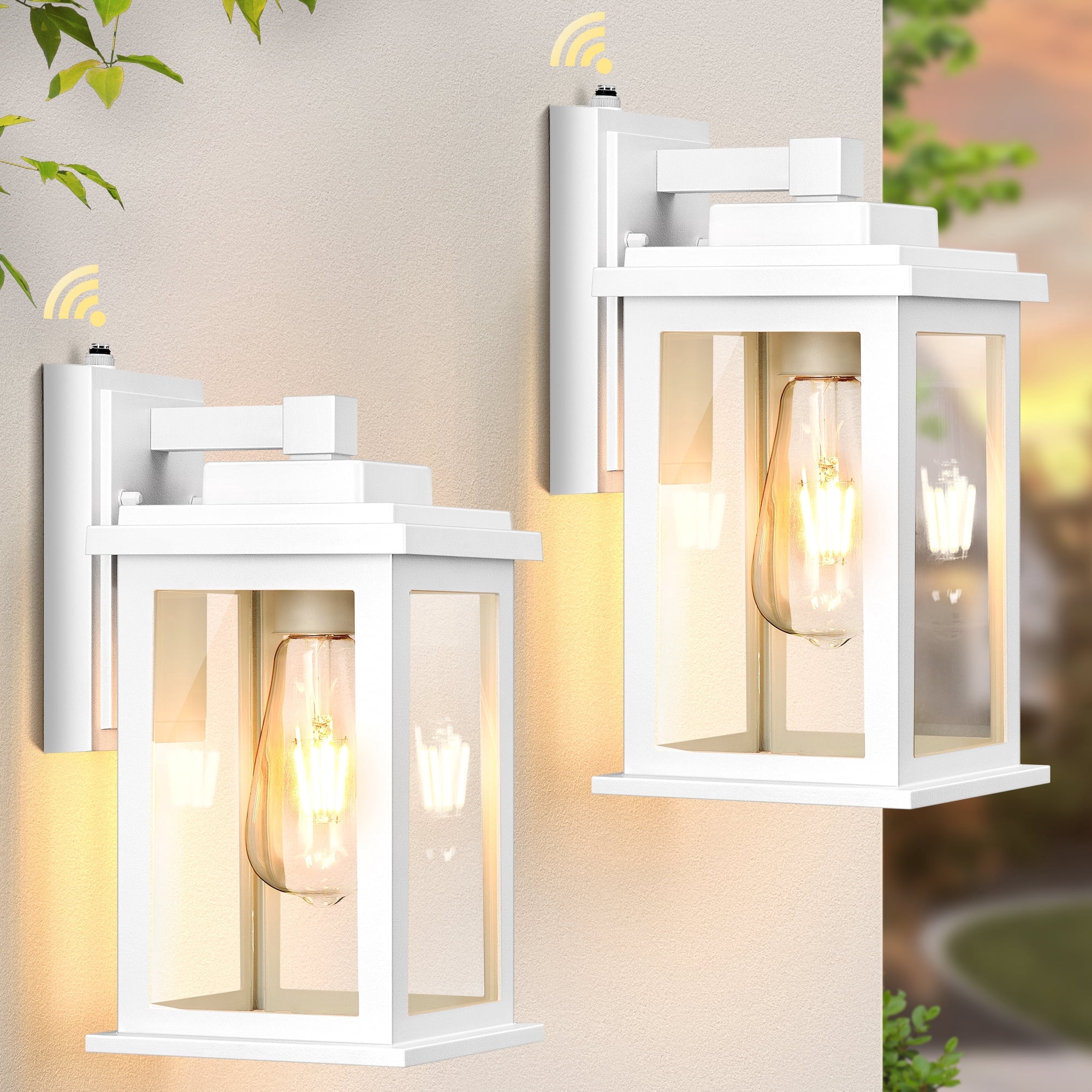 VIANIS White Outdoor Wall Lights, 2 Pack Dusk to Dawn Exterior Lighting Fixtures, Modern Outside Lights for hHouse,Porch, Garage, Doorway Waterproof, Weather Resistant