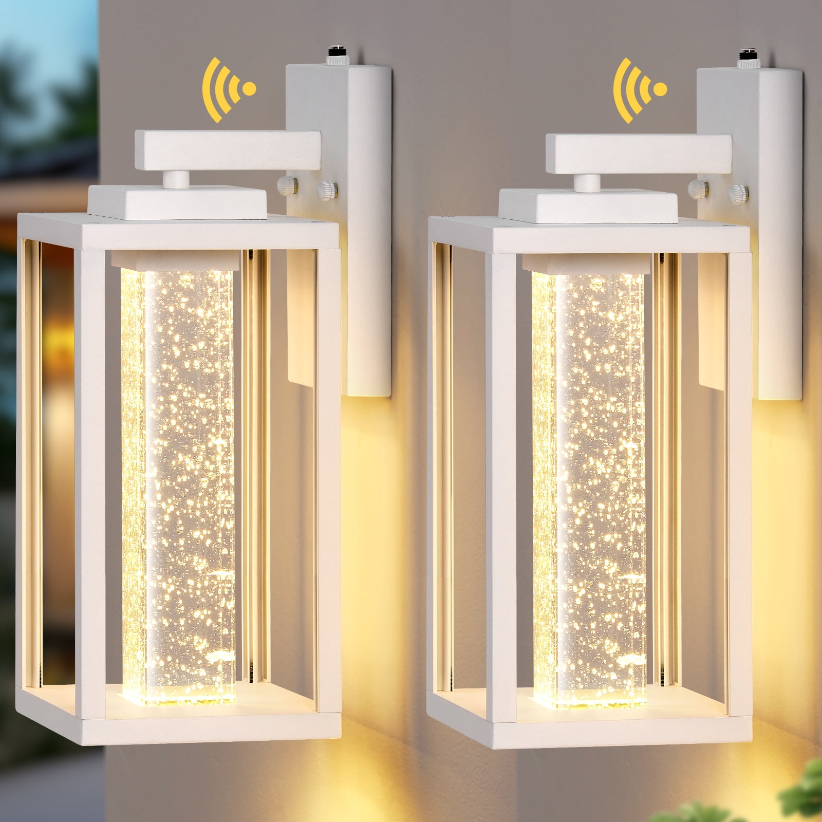 VIANIS White Porch Lights Outdoor, Large Dusk to Dawn Sensor Exterior ...