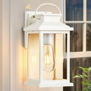VIANIS White Porch Lights Outdoor, Modern Dusk to Dawn Exterior Lighting Fixtures Wall Mount for House, 100% Aluminum Waterproof Outdoor Wall Sconce Lantern with Tempered Glass for Garage, Front Door
