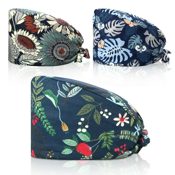 Scrub Cap for Women – Medical Cap with Button Mask Attachment & Sweatband, Adjustable Tie-Back Design for Nurses