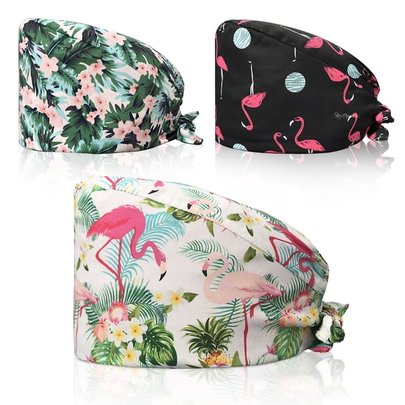 Scrub Cap for Women – Medical Cap with Button Mask Attachment & Sweatband, Adjustable Tie-Back Design for Nurses