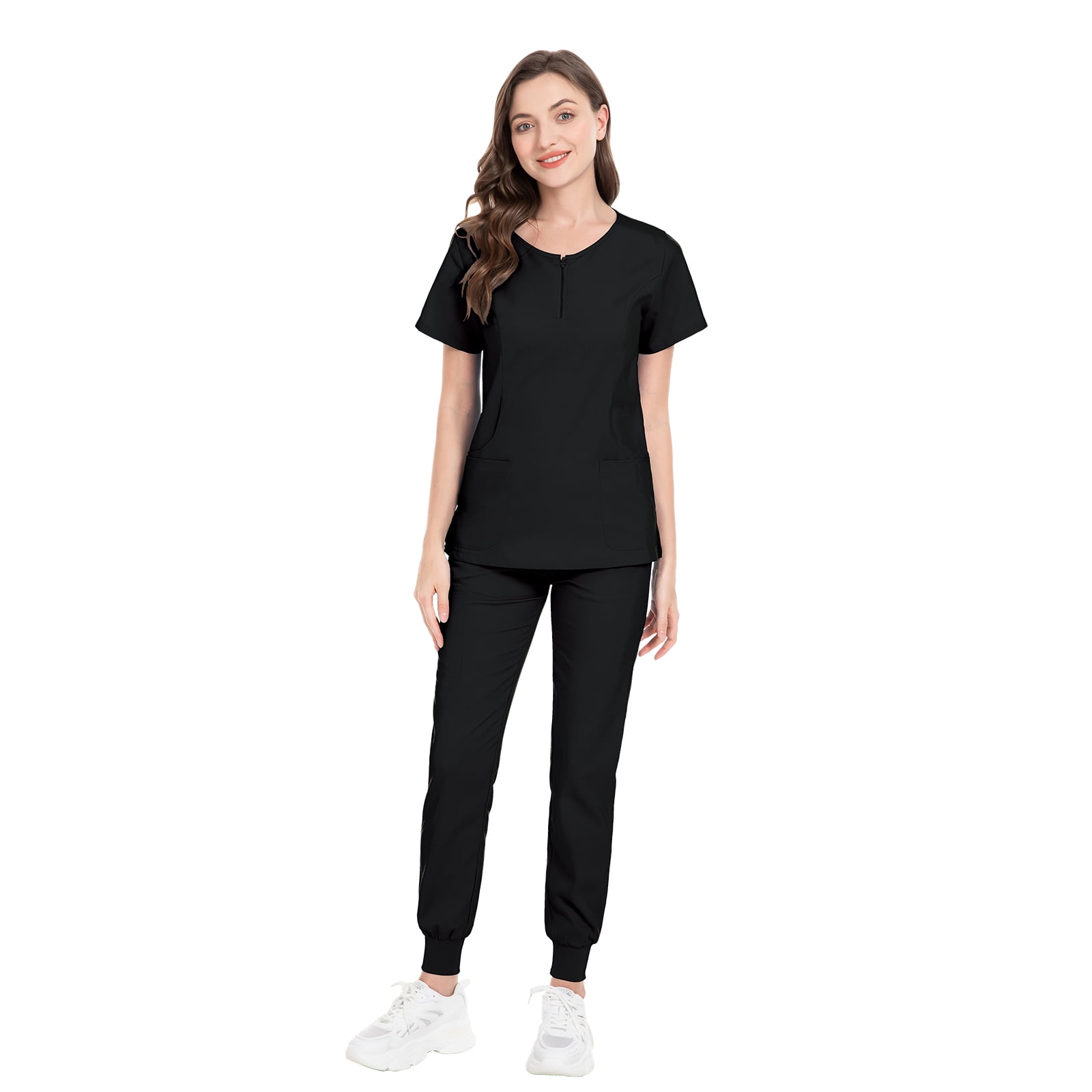 VIAOLI Scrubs Set - Stretchy Polyester-Spandex Medical Nursing Uniform ...
