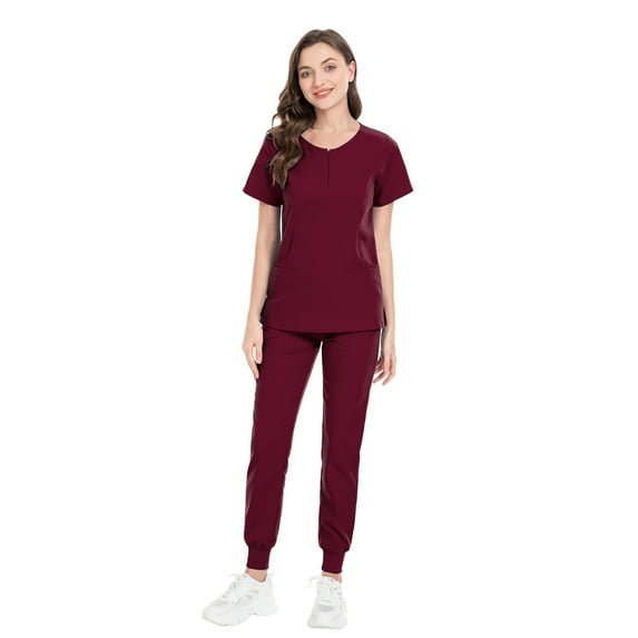 VIAOLI Scrubs Set - Stretchy Polyester-Spandex Medical Nursing Uniform for Women, 7 Colors, S-XXL, Uniformes Medicos Mujer