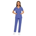 thumbnail image 1 of VIAOLI Scrubs Set for Women - Modern V-Neck Top & Tapered Leg Jogger Pants Multiple pockets Nursing Uniforms, 1 of 6