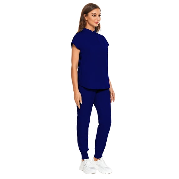 VIAOLI Scrubs Set for Women Nurse Uniform Jogger Set Stretch Top & Pants with Multi Pocket for Nurse Workwear