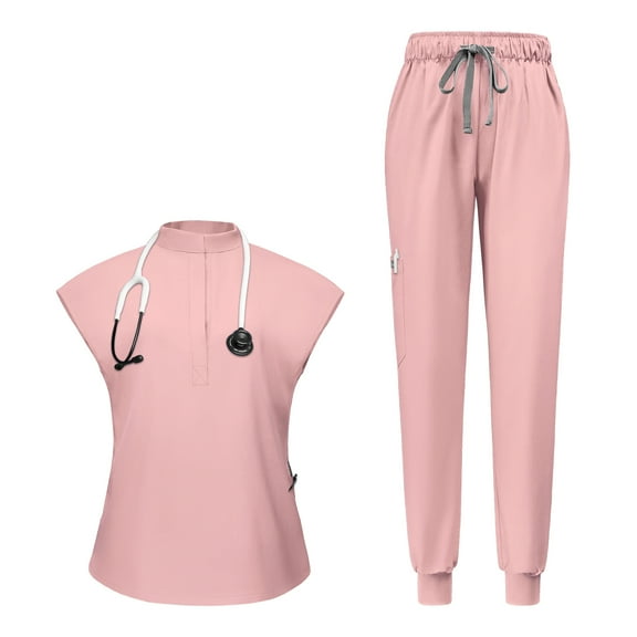 VIAOLI Scrubs Set for Women Nurse Uniform Jogger Set Stretch Top & Pants with Multi Pocket for Nurse Workwear
