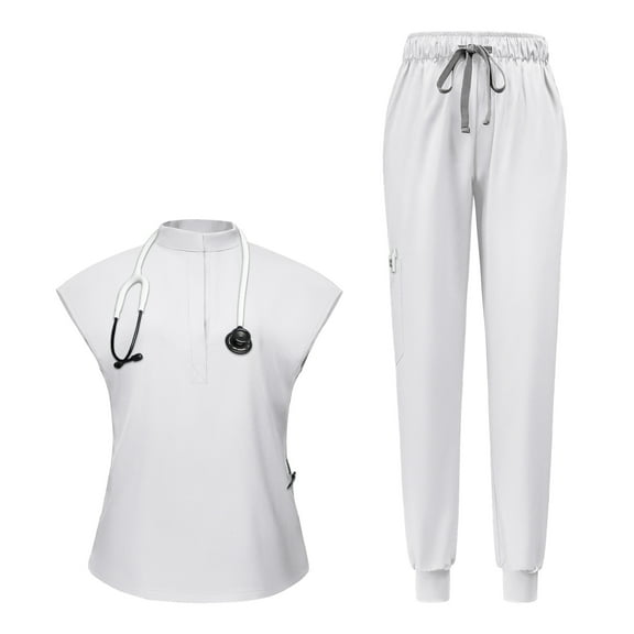 VIAOLI Scrubs Set for Women Nurse Uniform Jogger Set Stretch Top & Pants with Multi Pocket for Nurse Workwear