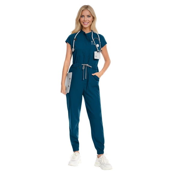 VIAOLI Scrubs Set for Women Nurse Uniform Jogger Set Stretch Top & Pants with Multi Pocket for Nurse Workwear