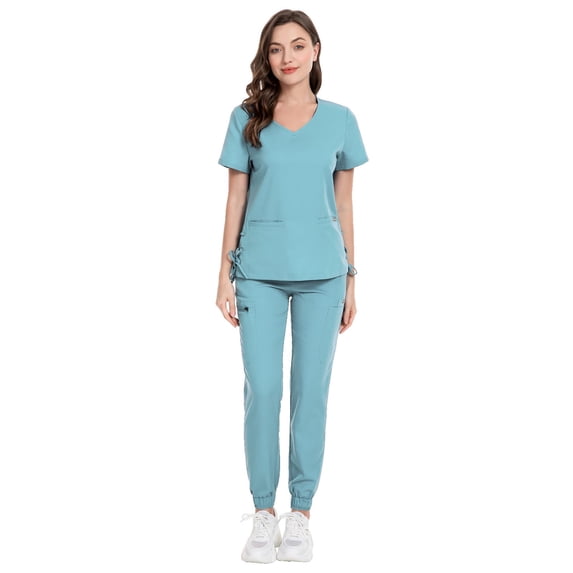 VIAOLI Scrubs Set for Women Nurse Uniform Jogger Set Stretch Top & Pants with Multi Pocket for Nurse Workwear