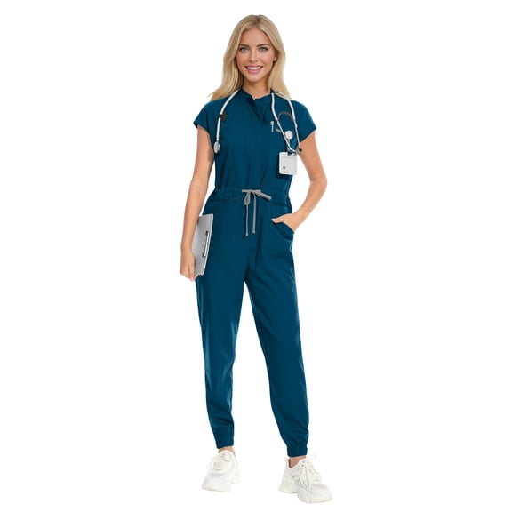 VIAOLI Scrubs Set for Women Nurse Uniform Jogger Set Stretch Top & Pants with Multi Pocket for Nurse Workwear