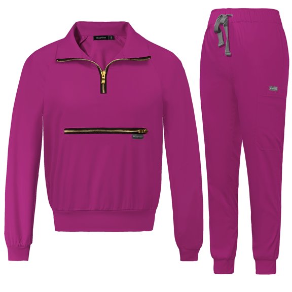 VIAOLI Scrubs Set for Women Nurse Uniform Jogger Set Stretch Top & Pants with Multi Pocket for Nurse Workwear