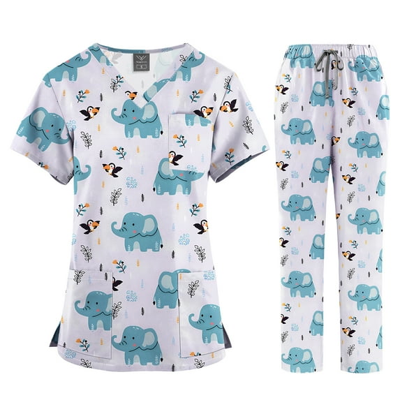 VIAOLI Scrubs Set for Women Nurse Uniform Jogger Set Stretch Top & Pants with Multi Pocket for Nurse Workwear