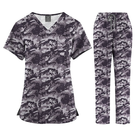 VIAOLI Scrubs Set for Women Nurse Uniform Jogger Set Stretch Top & Pants with Multi Pocket for Nurse Workwear