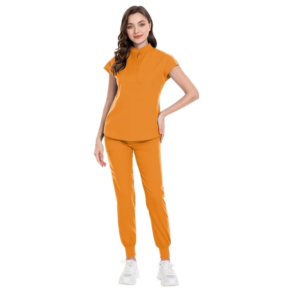VIAOLI Scrubs Set for Women Nurse Uniform Jogger Set Stretch Top & Pants with Multi Pocket for Nurse Workwear
