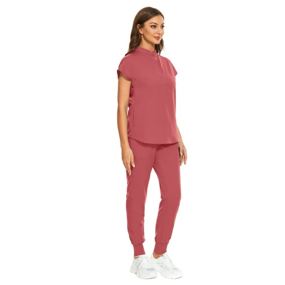 Scrubs Set for Women Nurse Uniform Jogger Set Stretch Top & Pants with Multi Pocket for Nurse Workwear