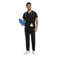 thumbnail image 1 of VIAOLI Scrubs for Men Set – V-Neck Top & Straight Leg Pants Stretch Nursing Uniform Set with Adjustable Waistband and Multiple Pockets, 10 Colors, 1 of 6