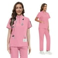 thumbnail image 1 of VIAOLI Scrubs for Women Set – Quarter-Zip Top & Slim Straight Scrub Pants, Stretchy Medical Uniform, 10 colors, 1 of 7