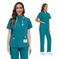 thumbnail image 1 of VIAOLI Scrubs for Women Set – Quarter-Zip Top & Slim Straight Scrub Pants, Stretchy Medical Uniform, 10 colors, 1 of 7