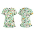 thumbnail image 1 of VIAOLI Women's Christmas Print Scrub Top - V-Neck Top with Pockets & Split Hem, 13 Colors, 1 of 5
