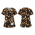 thumbnail image 1 of VIAOLI Women's Christmas Print Scrub Top - V-Neck Top with Pockets & Split Hem, 13 Colors, 1 of 5
