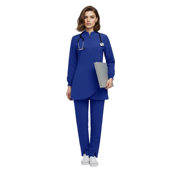VIAOLI Women's Medical Scrubs Set - Half Zip Top and Straight Leg Pants, Multiple Pockets for Nurses & Doctors