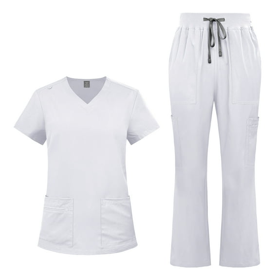 VIAOLI Women's Medical Scrubs Set - Quick Dry V-Neck Top with Pants, Multiple Pockets, Adjustable Drawstring, 10 colors