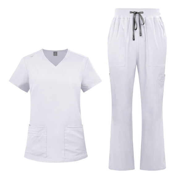 VIAOLI Women's Medical Scrubs Set - Quick Dry V-Neck Top with Pants, Multiple Pockets, Adjustable Drawstring, 10 colors